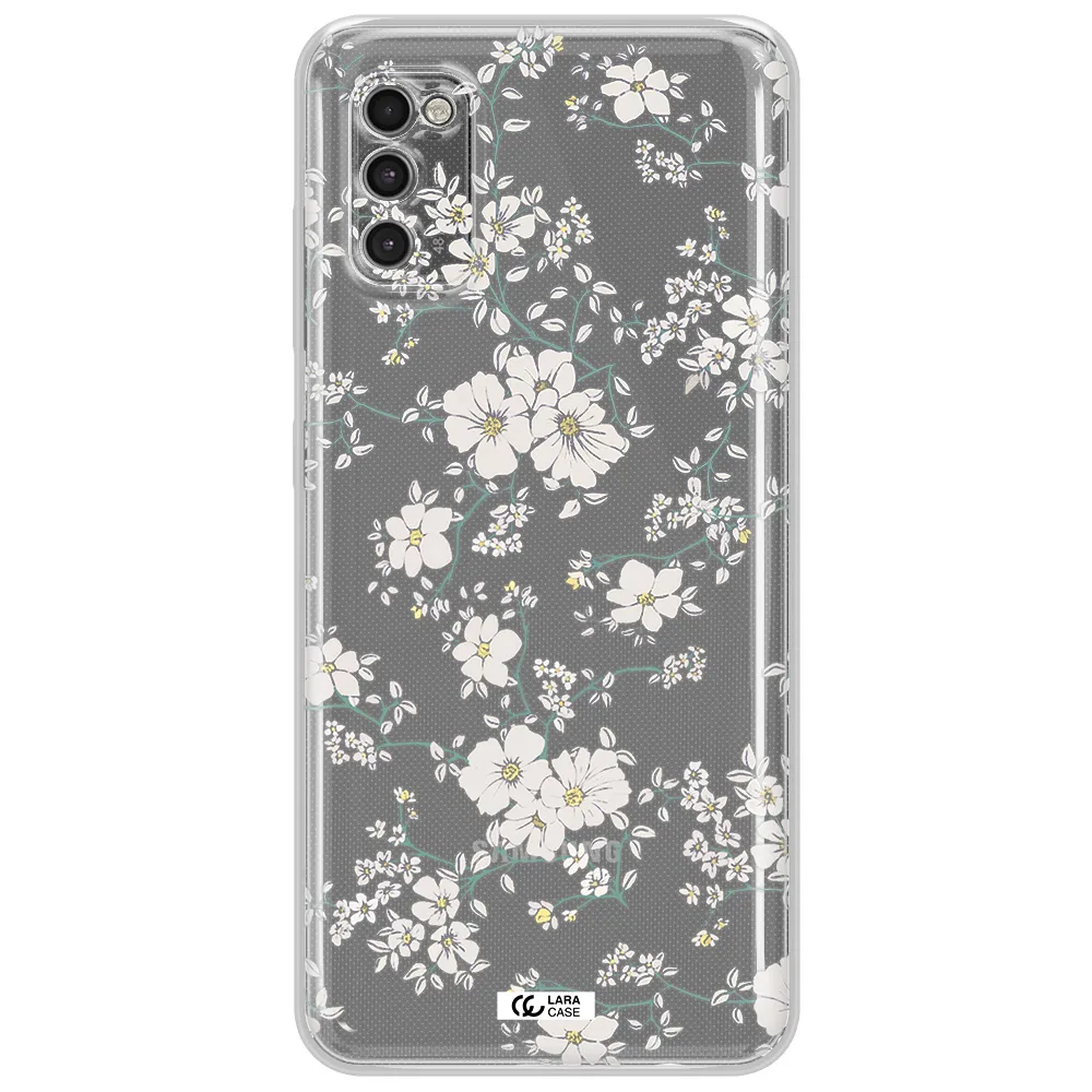 White Flower Samsung A41 Clear Tpu Case