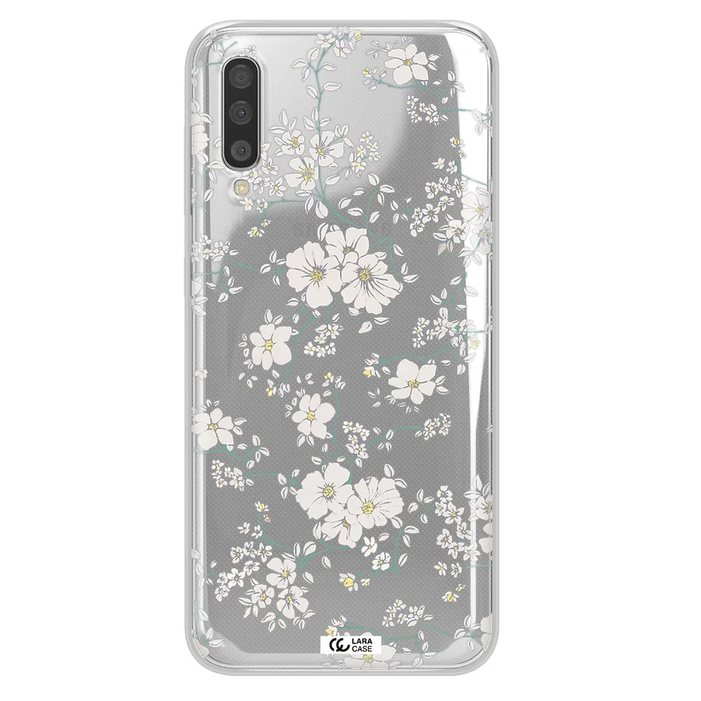 White Flower Samsung A50S Clear Tpu Case