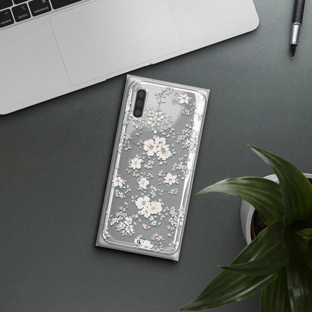 White Flower Samsung A50S Clear Tpu Case