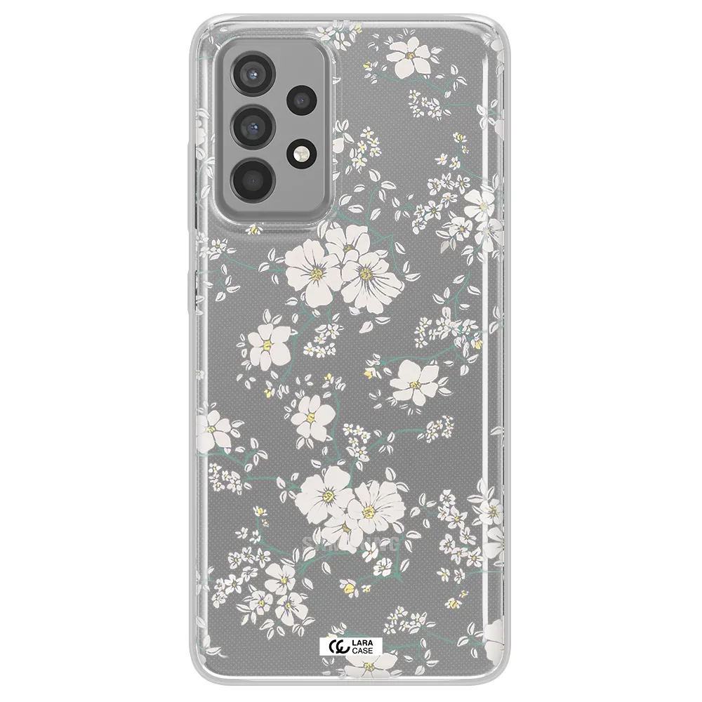 White Flower Samsung A52 Clear TPU Case