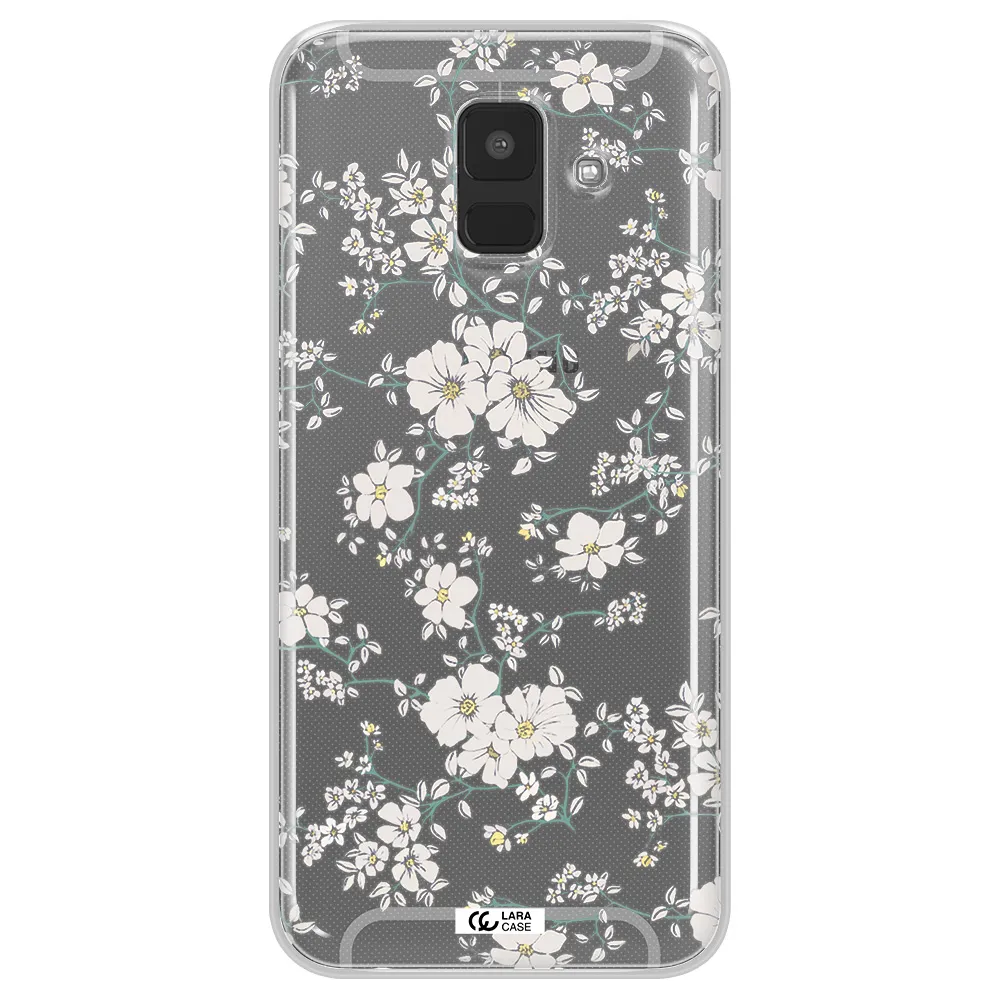 White Flower Samsung A6 Clear TPU Case