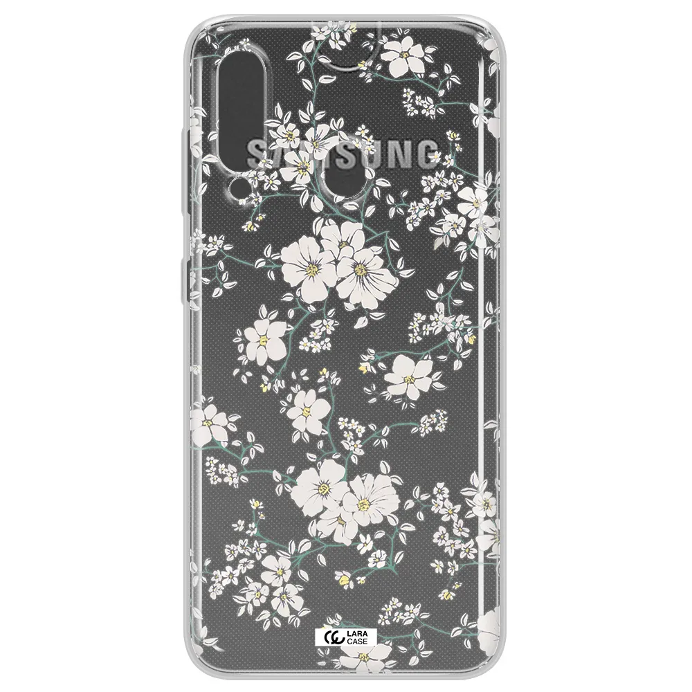 White Flower Samsung A60 Clear TPU Case