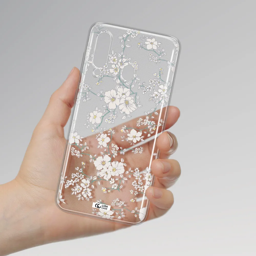 White Flower Samsung A60 Clear TPU Case