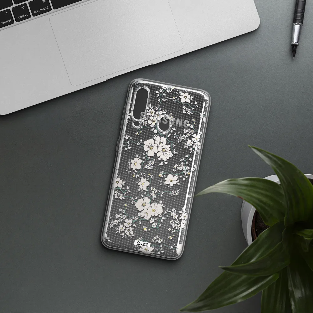 White Flower Samsung A60 Clear TPU Case