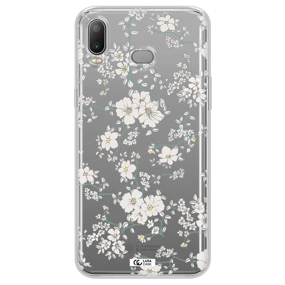 White Flower Samsung A6S Clear TPU Case