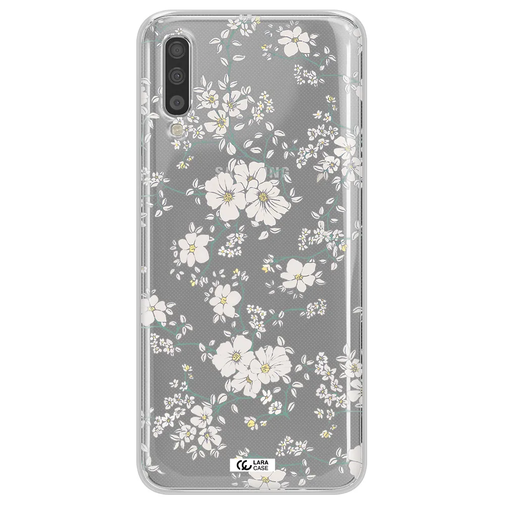 White Flower Samsung A70S Clear Tpu Case