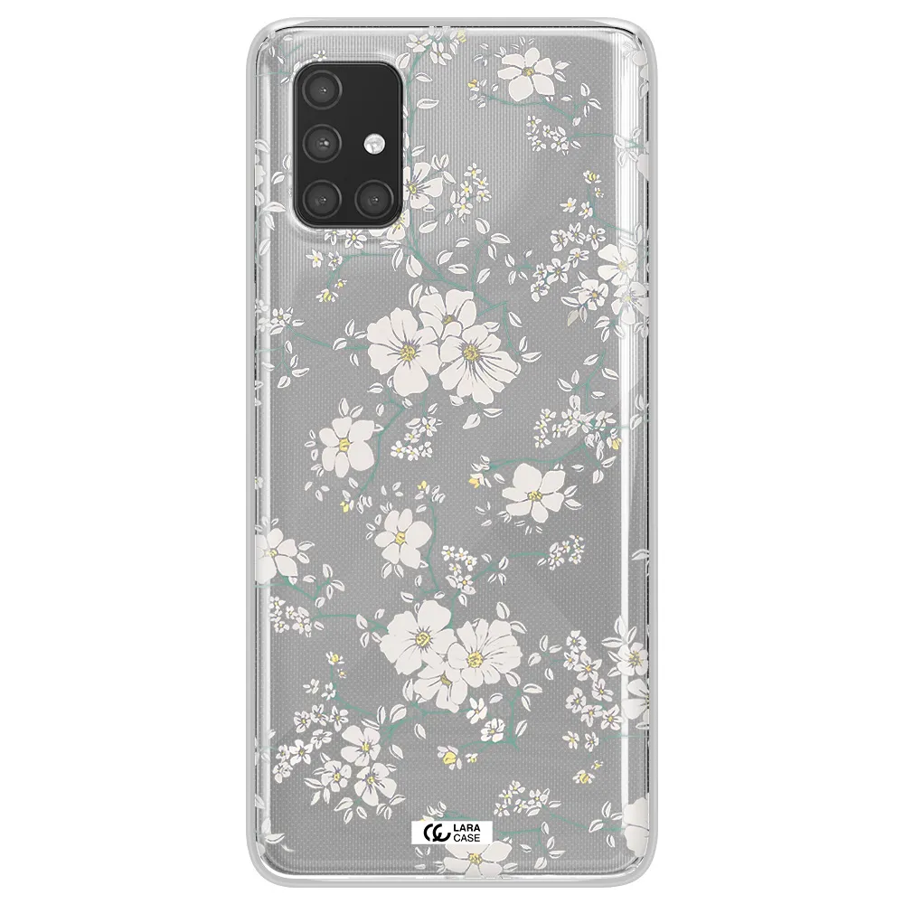 White Flower Samsung A71 Clear TPU Case