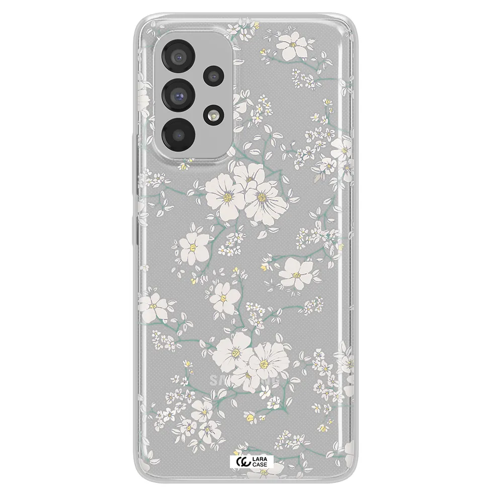 White Flower Samsung A73 Clear TPU Case