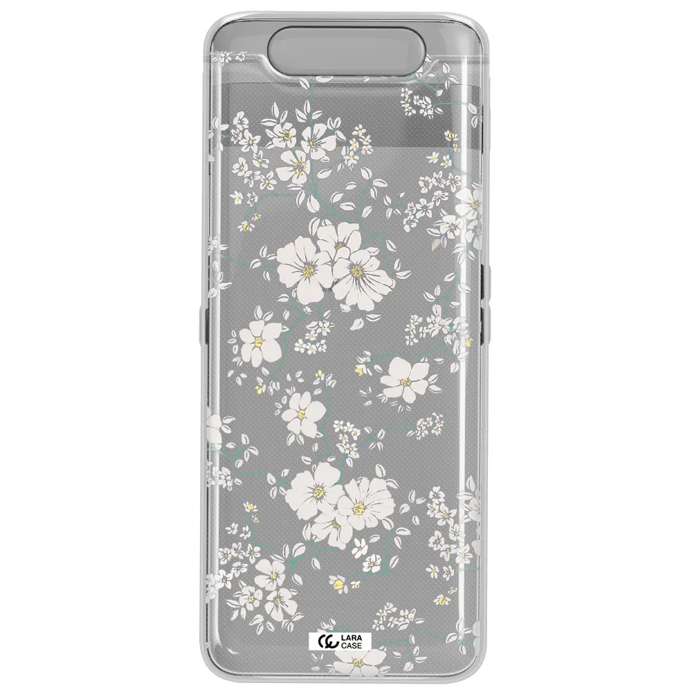 White Flower Samsung A80 Clear TPU Case