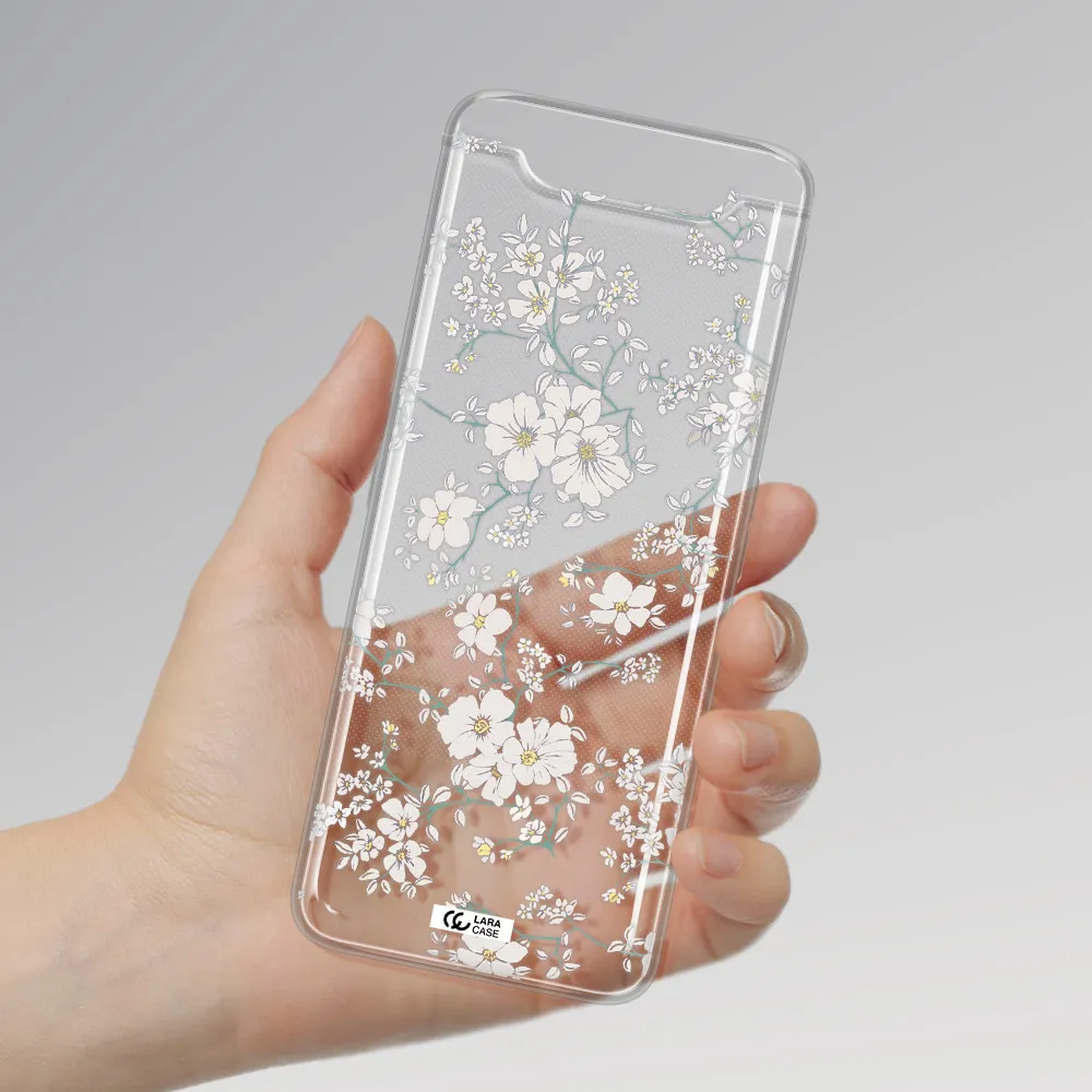 White Flower Samsung A80 Clear TPU Case