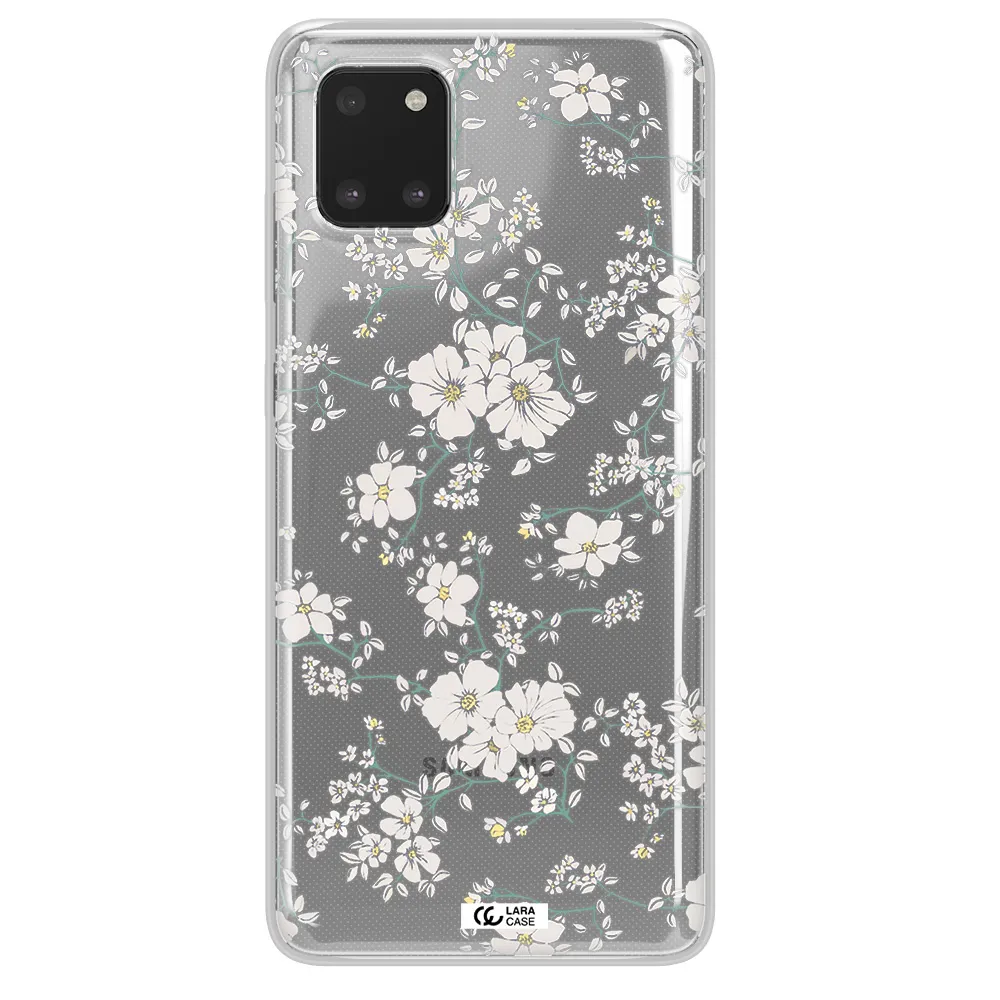 White Flower Samsung A81 Clear TPU Case