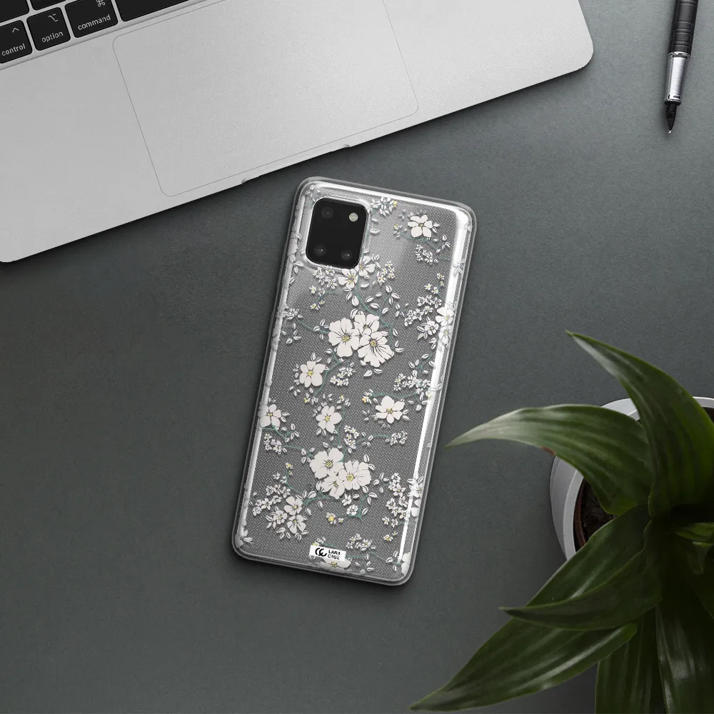 White Flower Samsung A81 Clear TPU Case