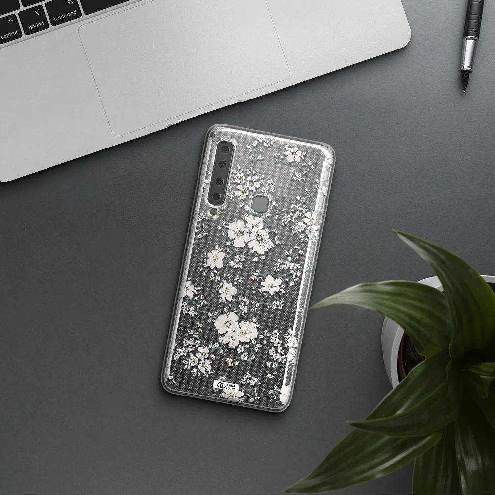 White Flower Samsung A9 2018 Clear TPU Case