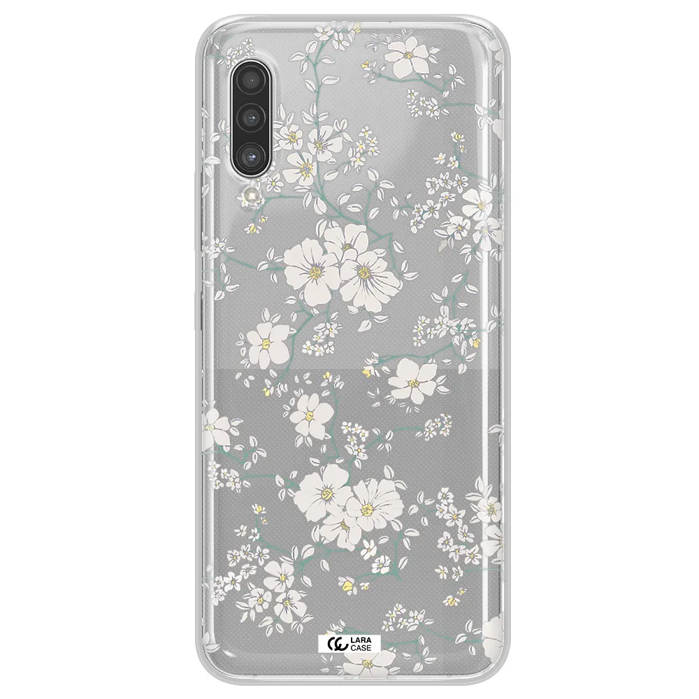 White Flower Samsung A90 Clear TPU Case