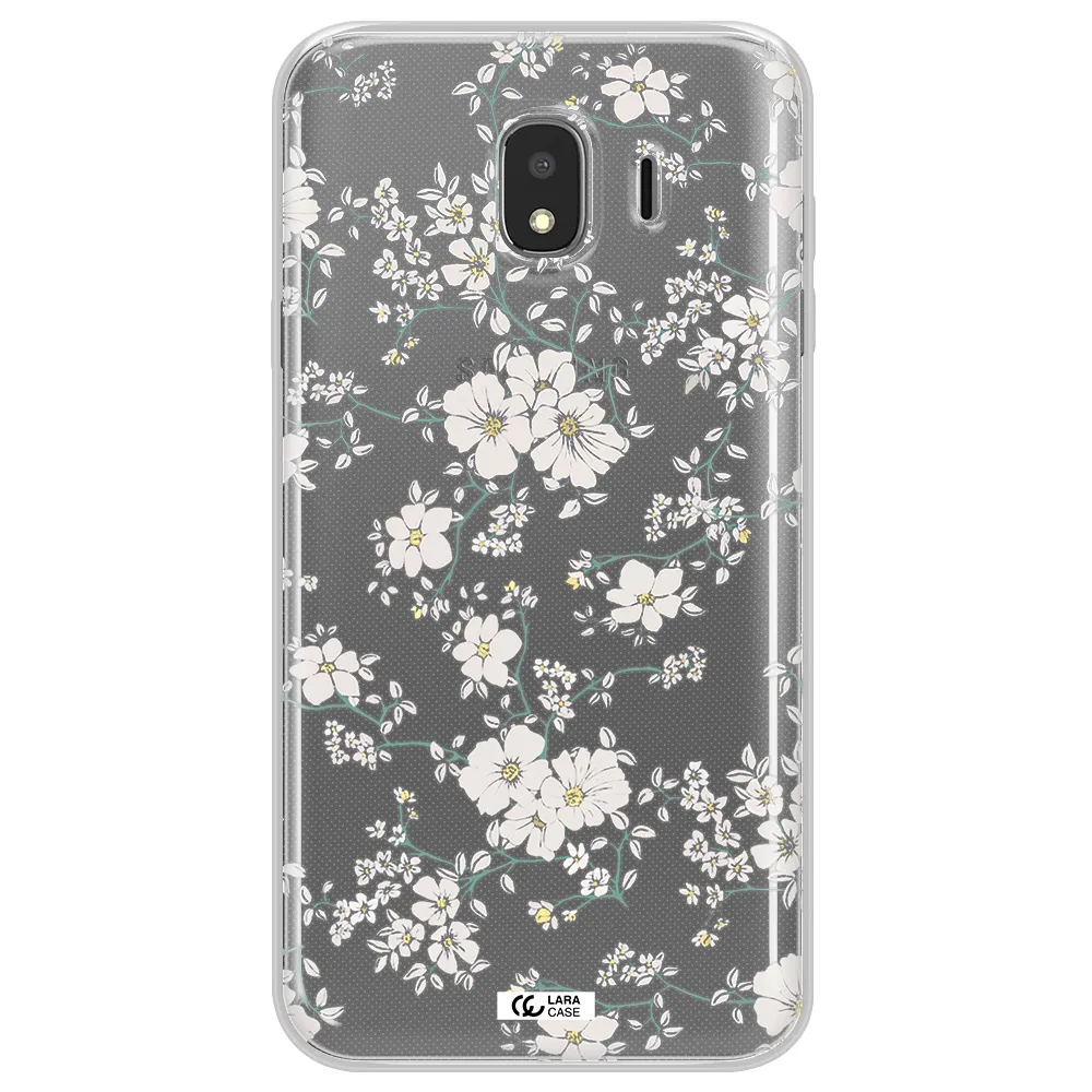 White Flower Samsung J4 Clear TPU Case