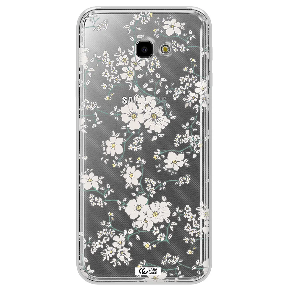 White Flower Samsung J4 Plus Clear TPU Case
