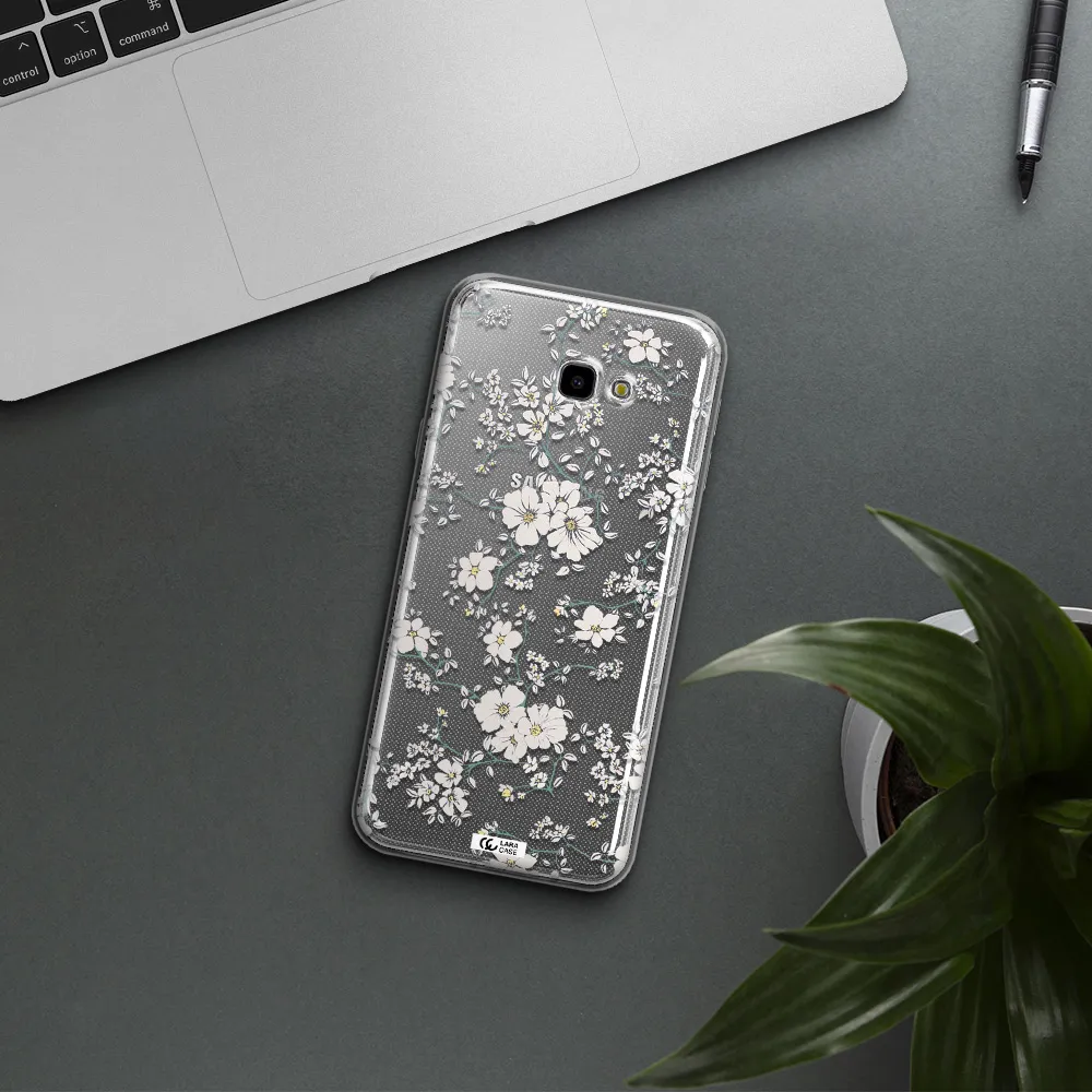 White Flower Samsung J4 Plus Clear TPU Case