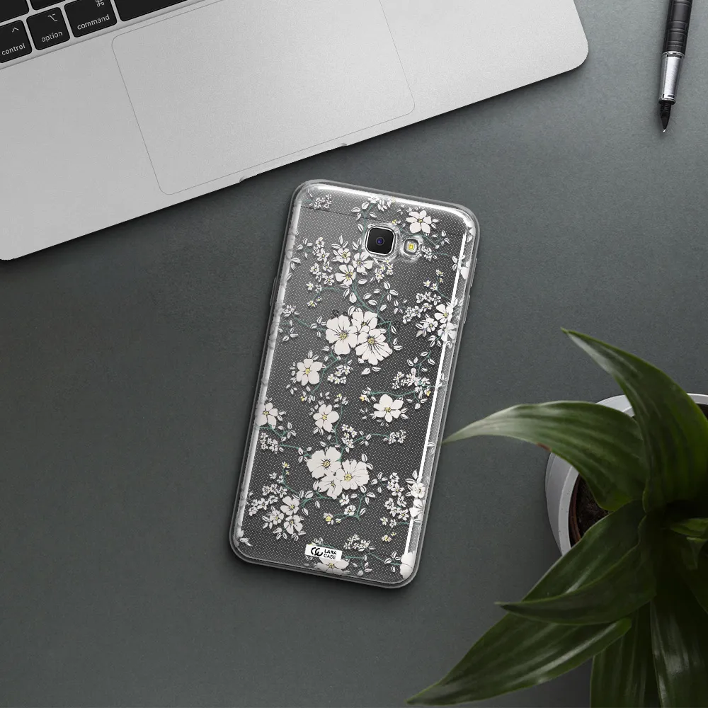 White Flower Samsung J5 Prime Clear TPU Case