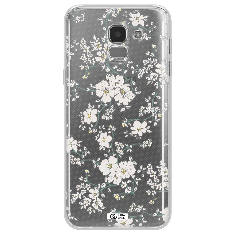 White Flower Samsung J6 Clear TPU Case