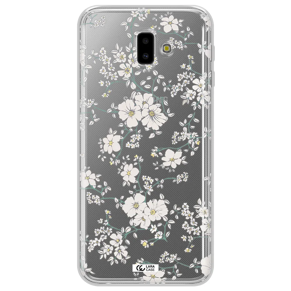 White Flower Samsung J6 Plus Clear TPU Case