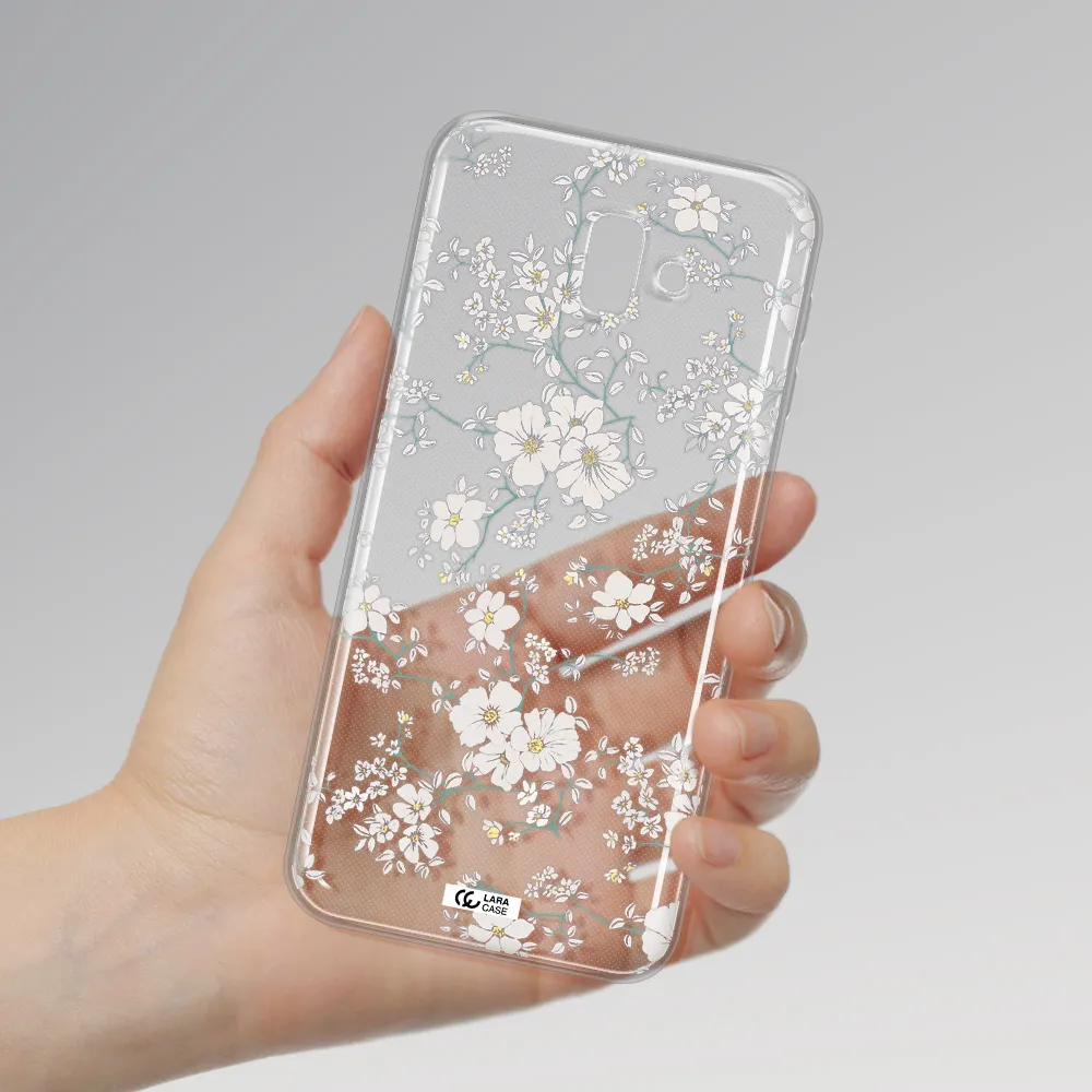 White Flower Samsung J6 Plus Clear TPU Case