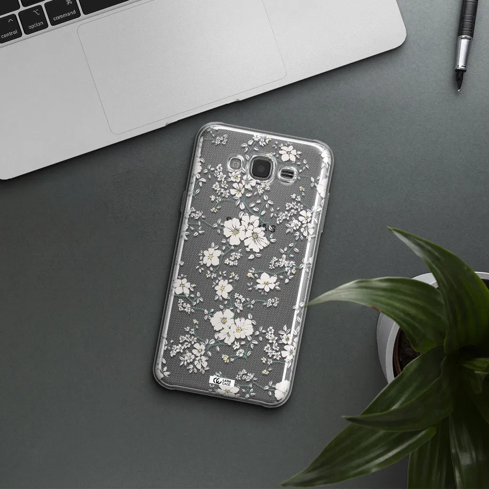 White Flower Samsung J7 2015 Clear TPU Case