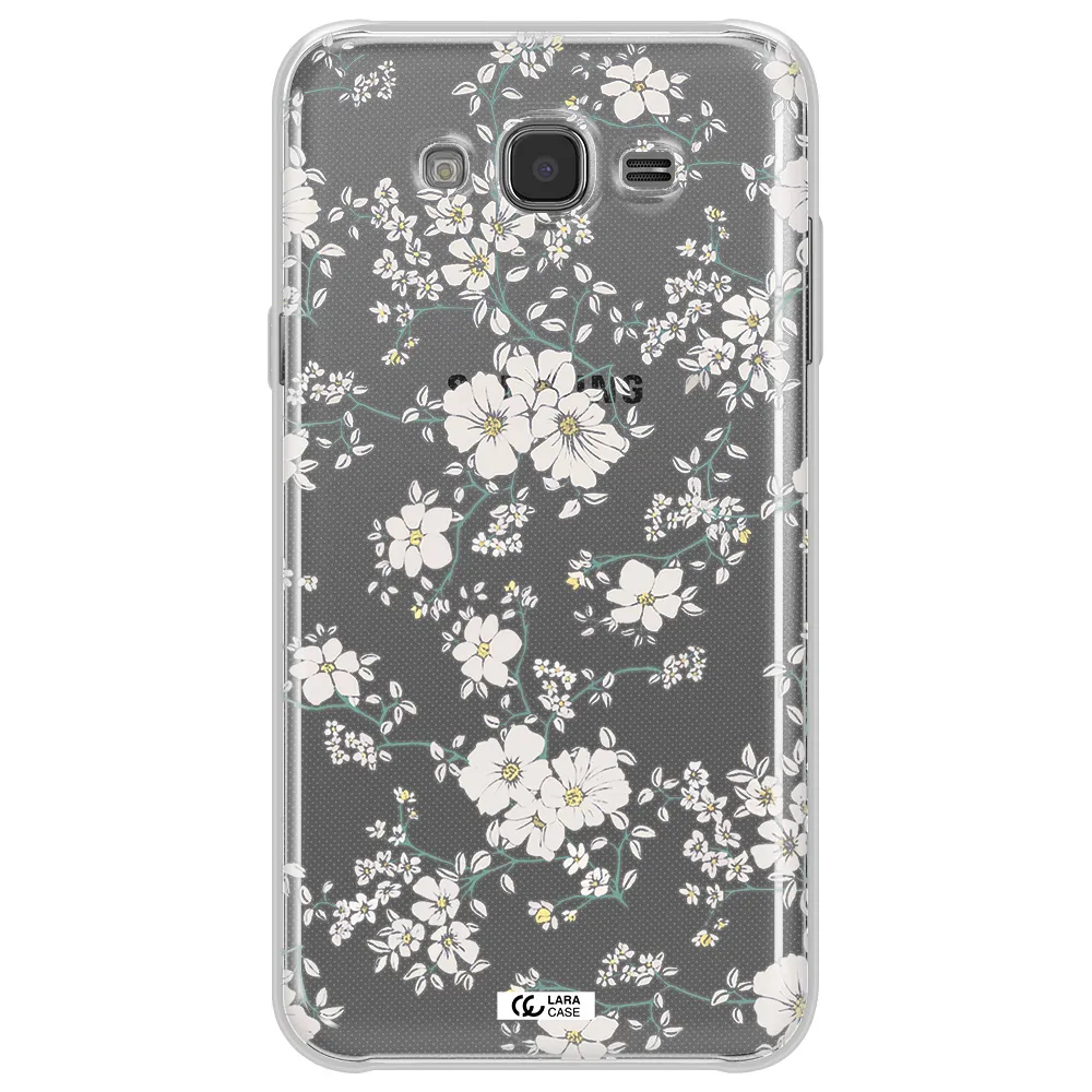 White Flower Samsung J7 Clear TPU Case