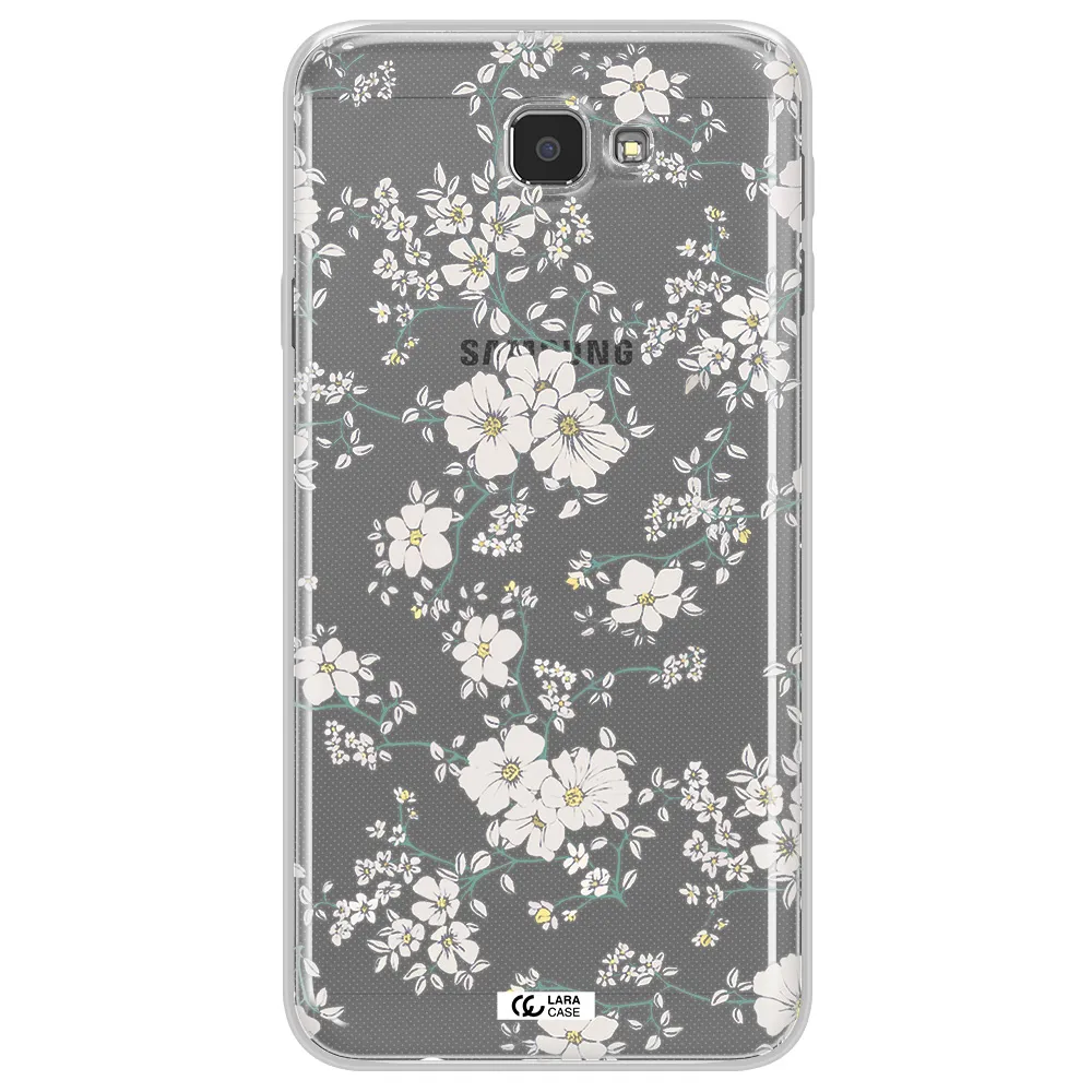 White Flower Samsung J7 Prim Clear TPU Case