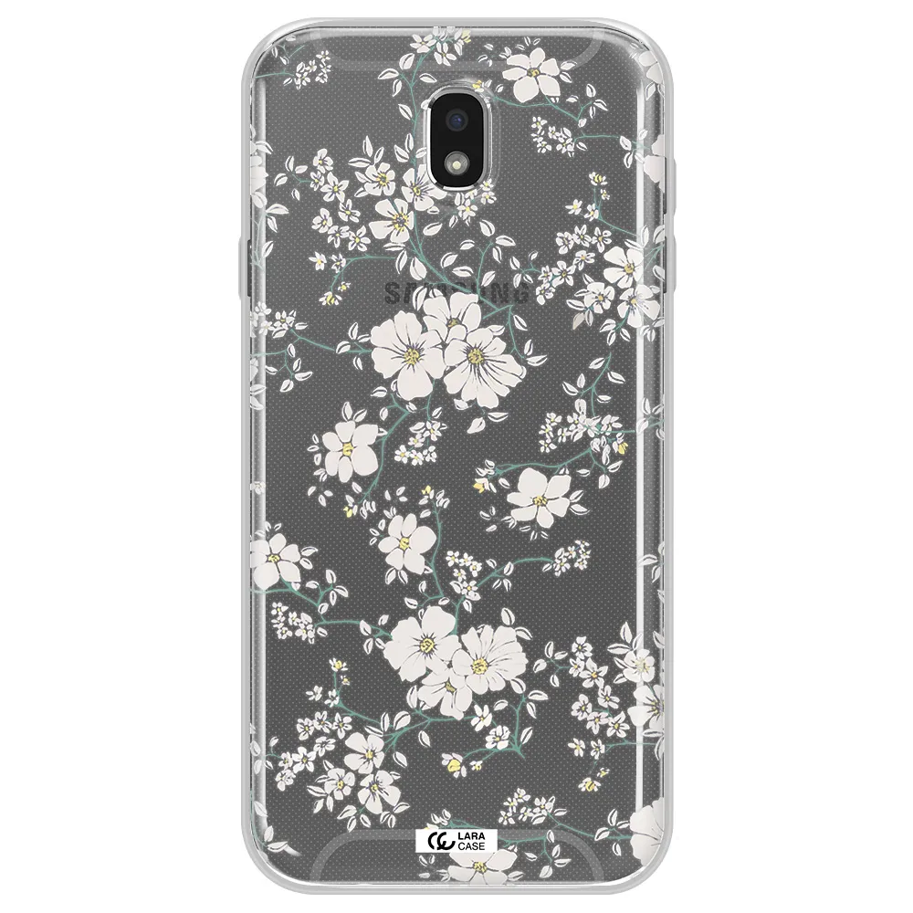 White Flower Samsung J7 Pro Clear TPU Case