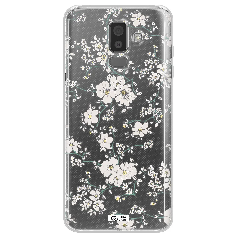 White Flower Samsung J8 Clear TPU Case