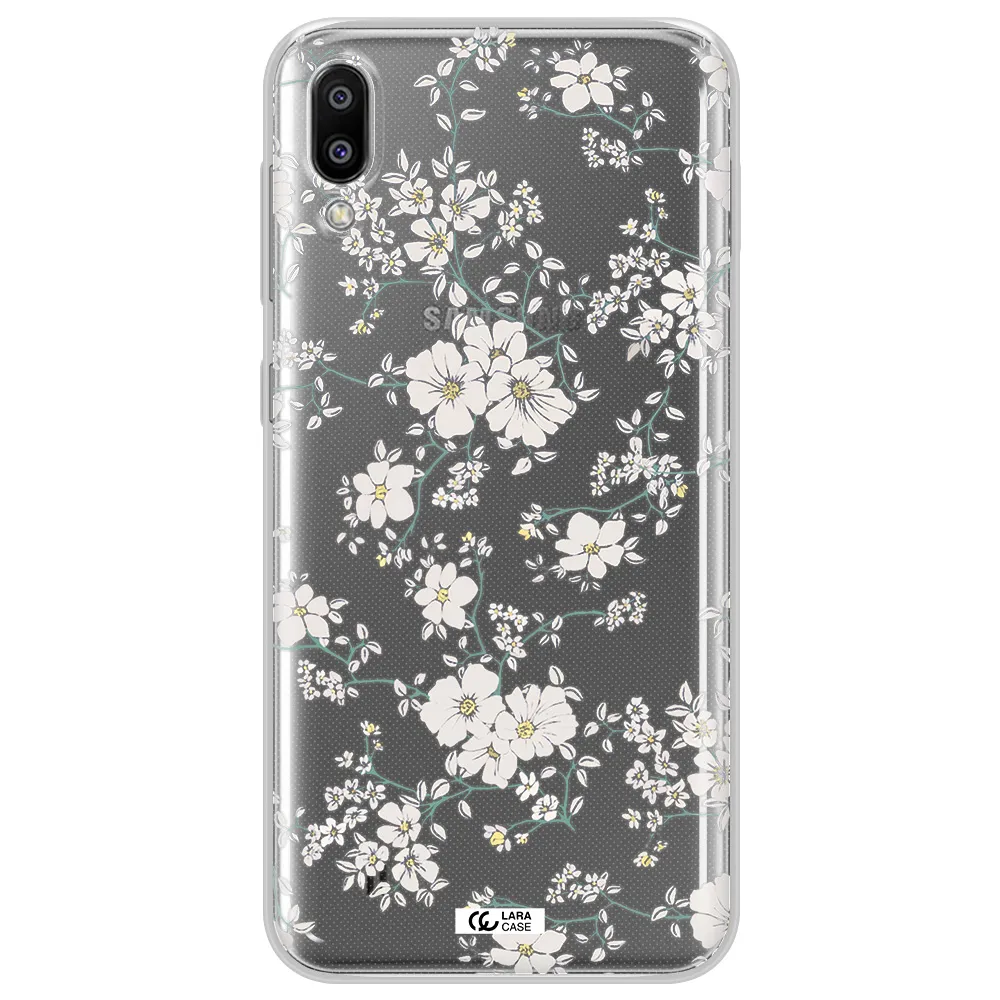 White Flower Samsung M10 Clear TPU Case