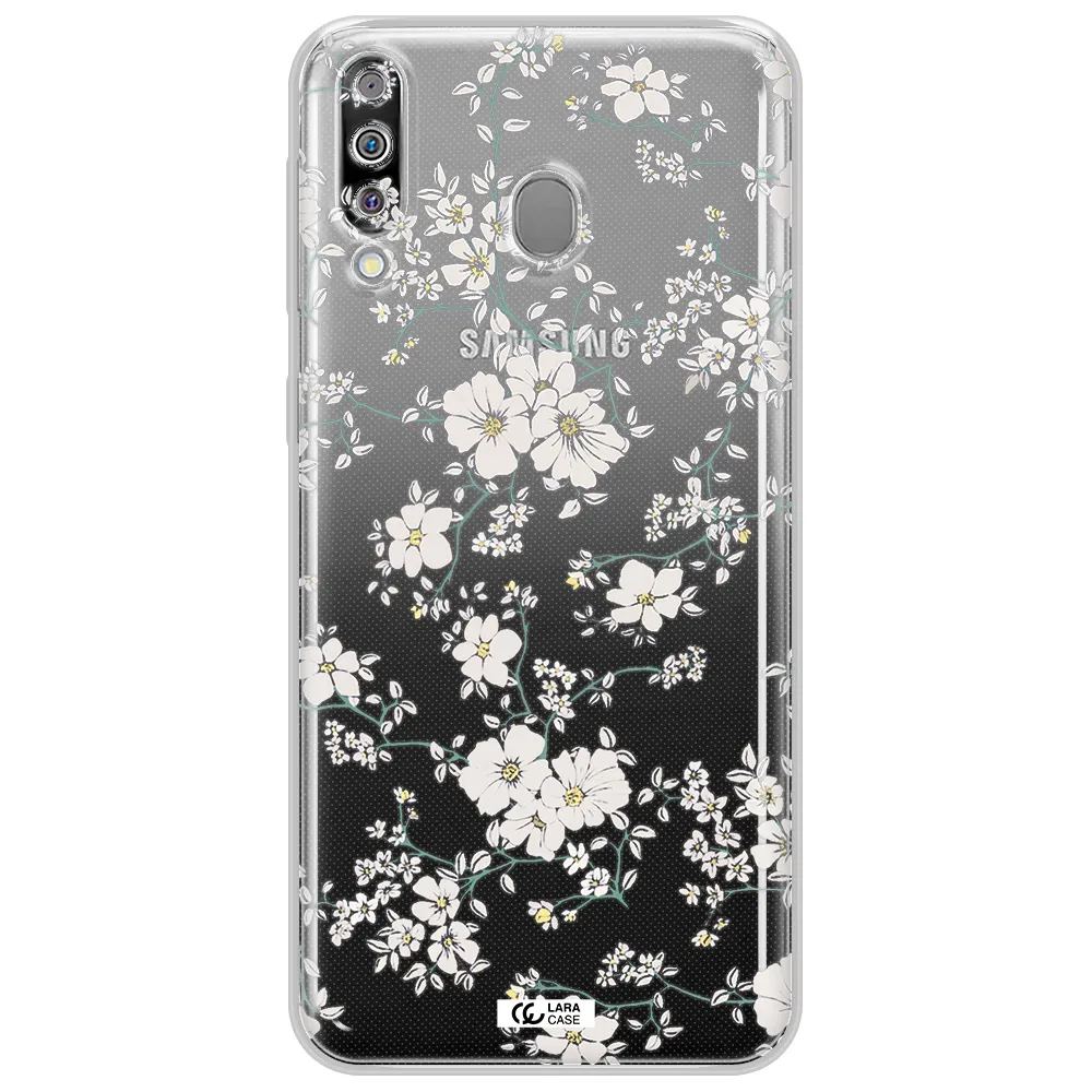 White Flower Samsung M30 Clear TPU Case