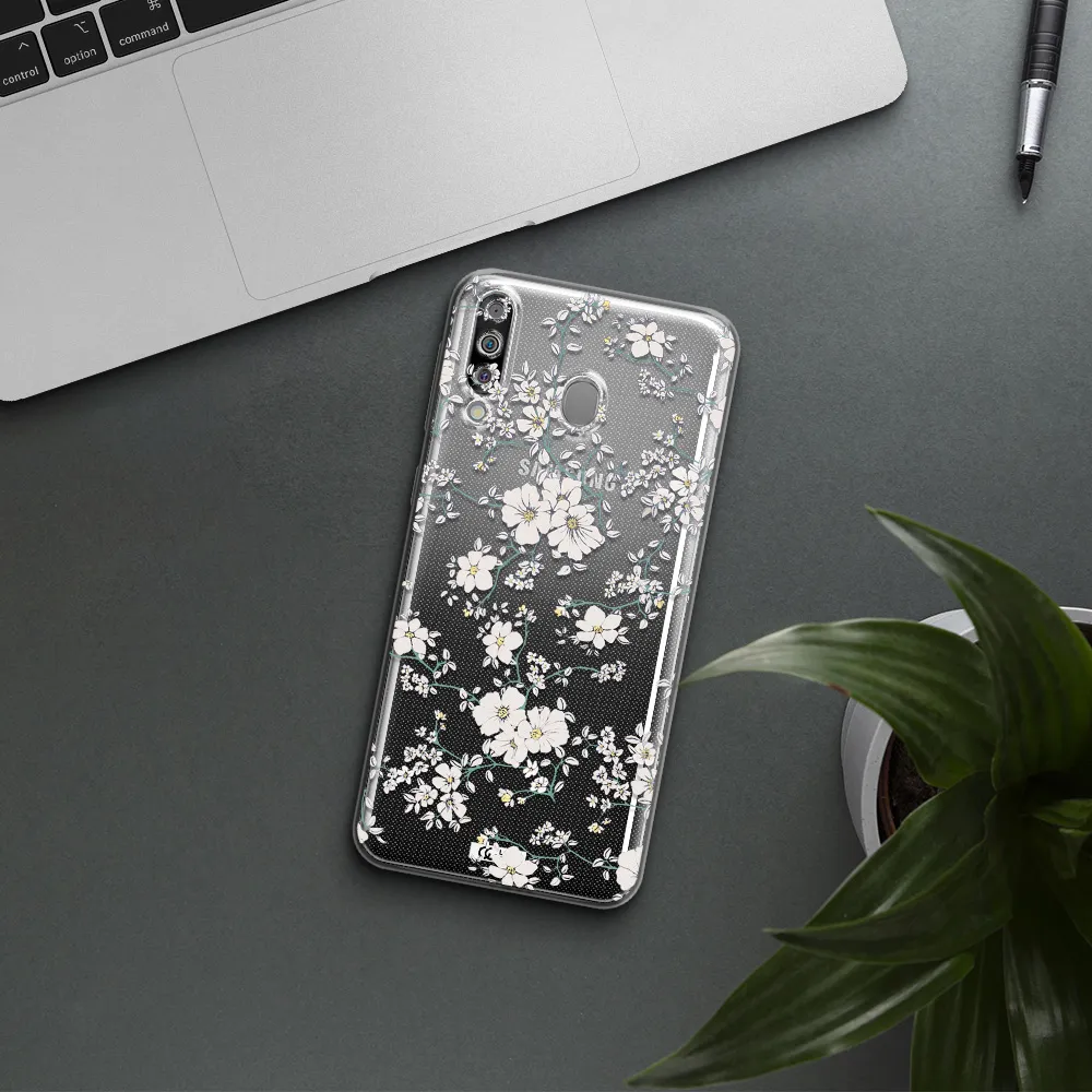 White Flower Samsung M30 Clear TPU Case
