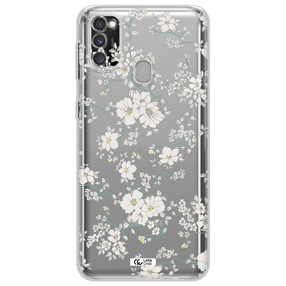 White Flower Samsung M30S Clear TPU Case
