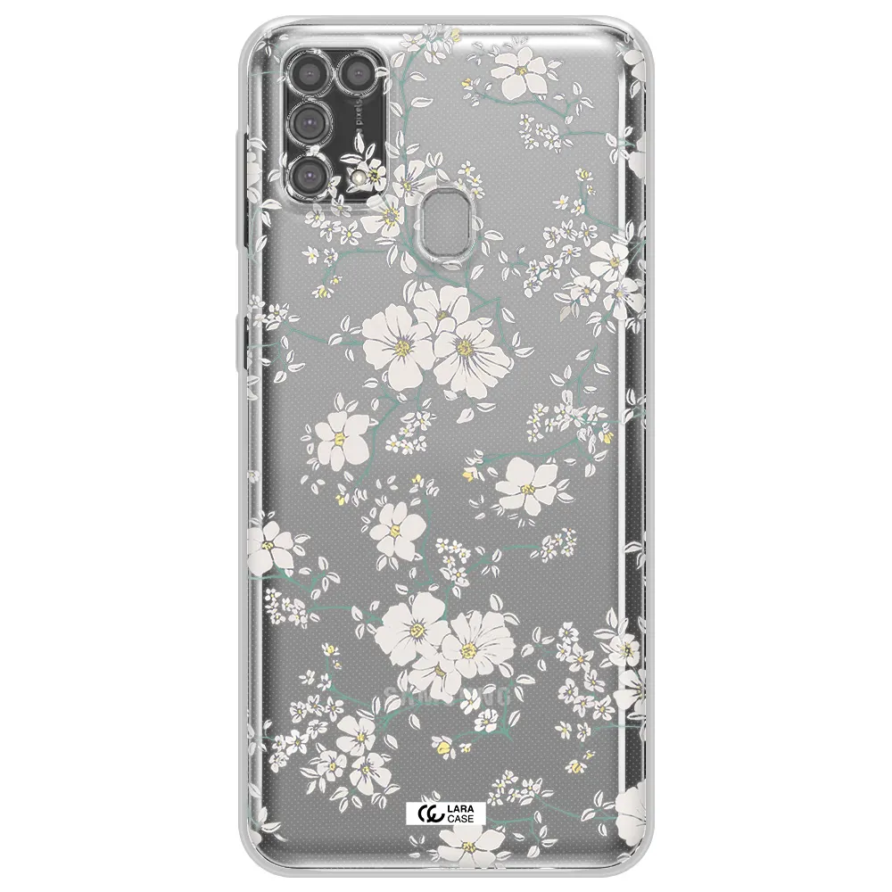 White Flower Samsung M31 Clear TPU Case