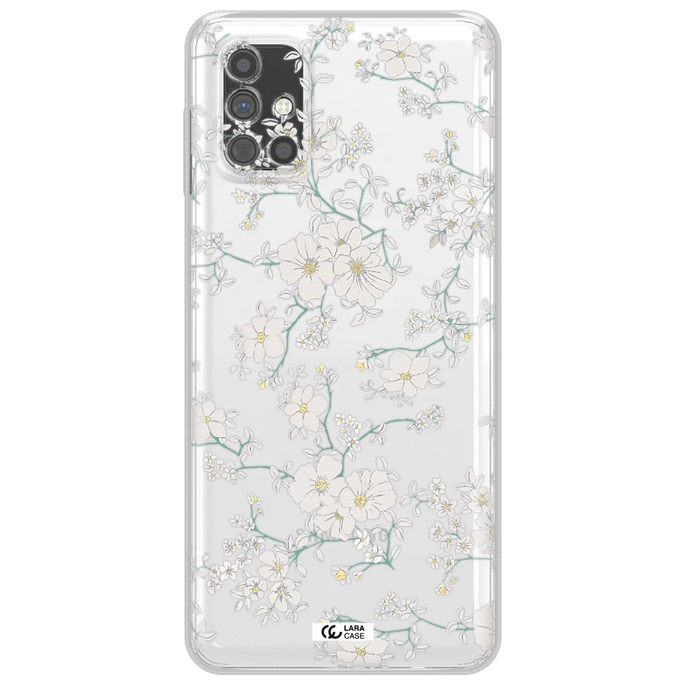 White Flower Samsung M51 Clear TPU Case
