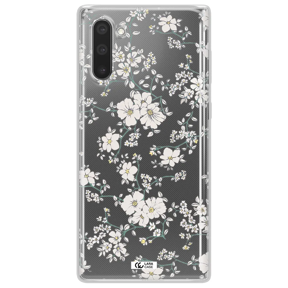 White Flower Samsung Note 10 Clear TPU Case