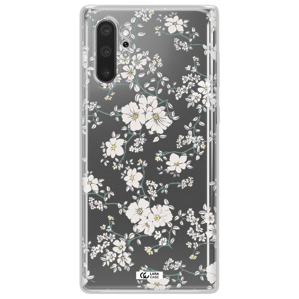 White Flower Samsung Note 10 Plus Clear TPU Case