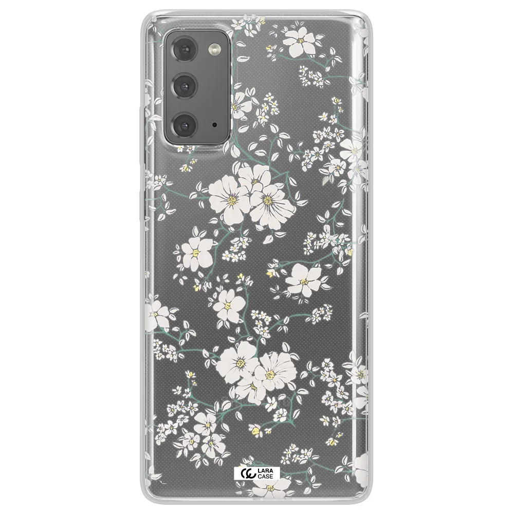White Flower Samsung Note 20 Clear TPU Case