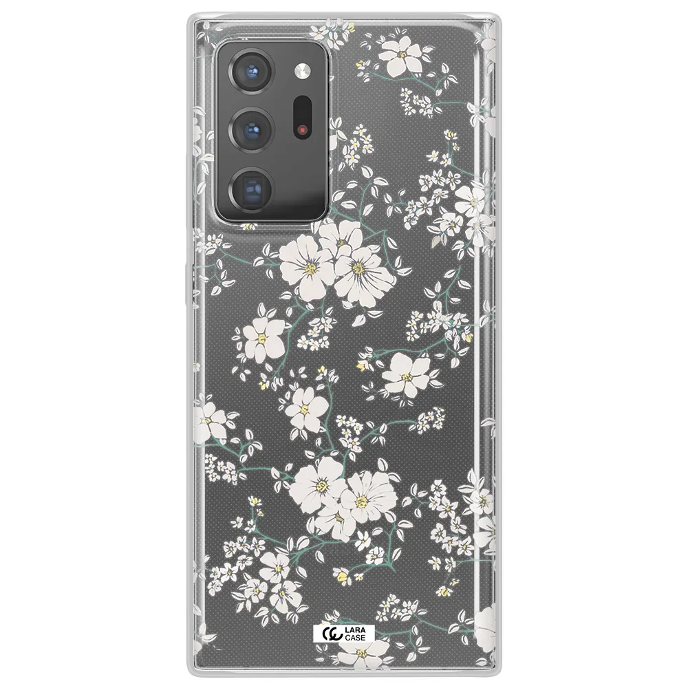 White Flower Samsung Note 20 Ultra Clear TPU Case