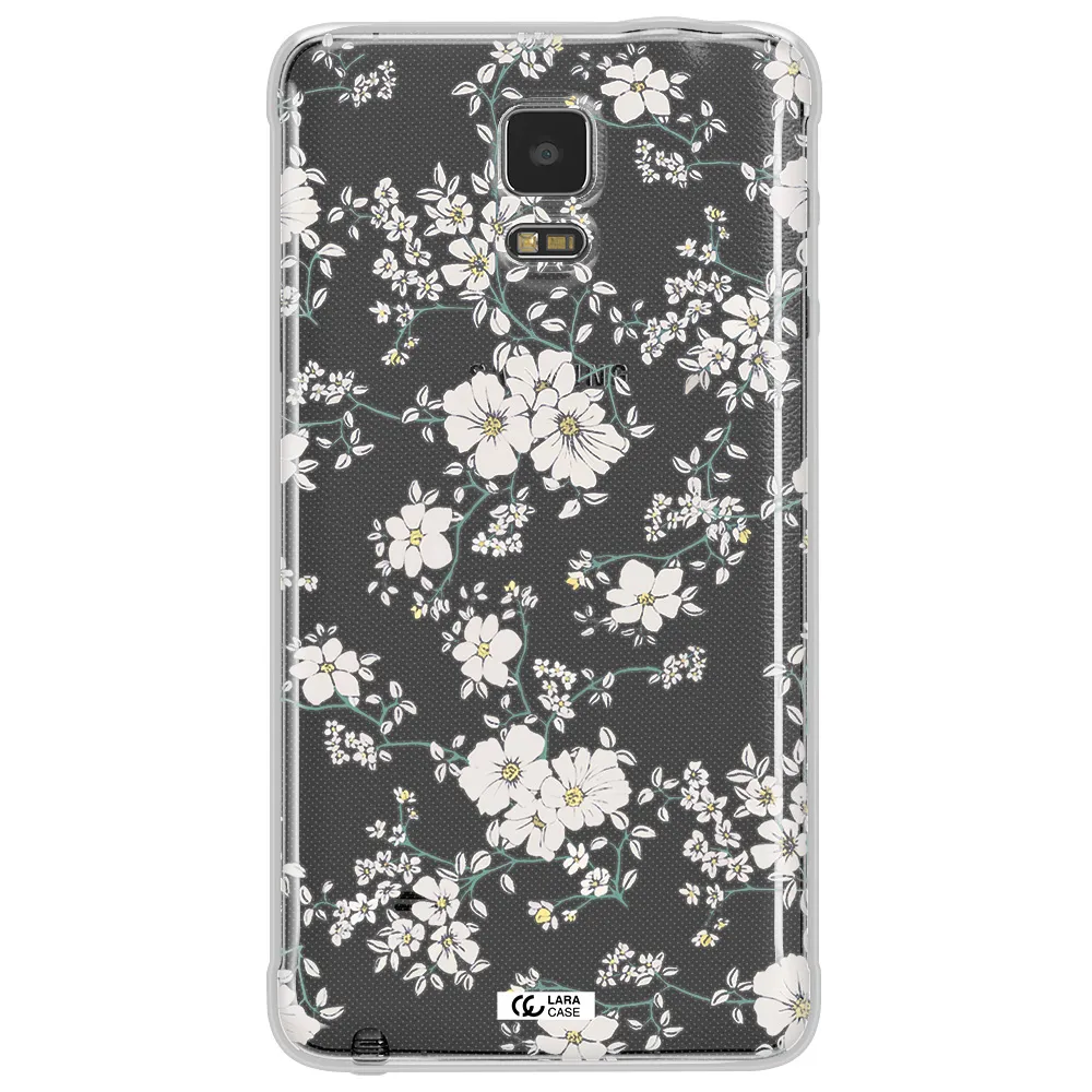White Flower Samsung Note 4 Clear TPU Case