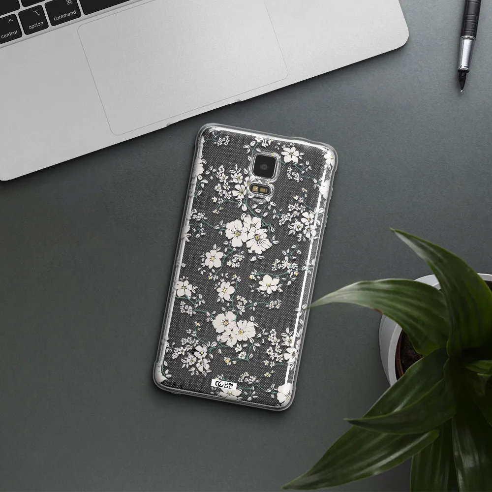 White Flower Samsung Note 4 Clear TPU Case