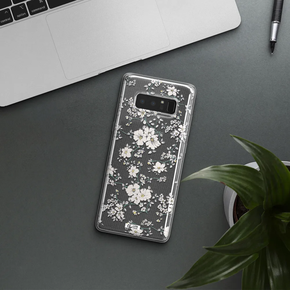 White Flower Samsung Note 8 Clear TPU Case