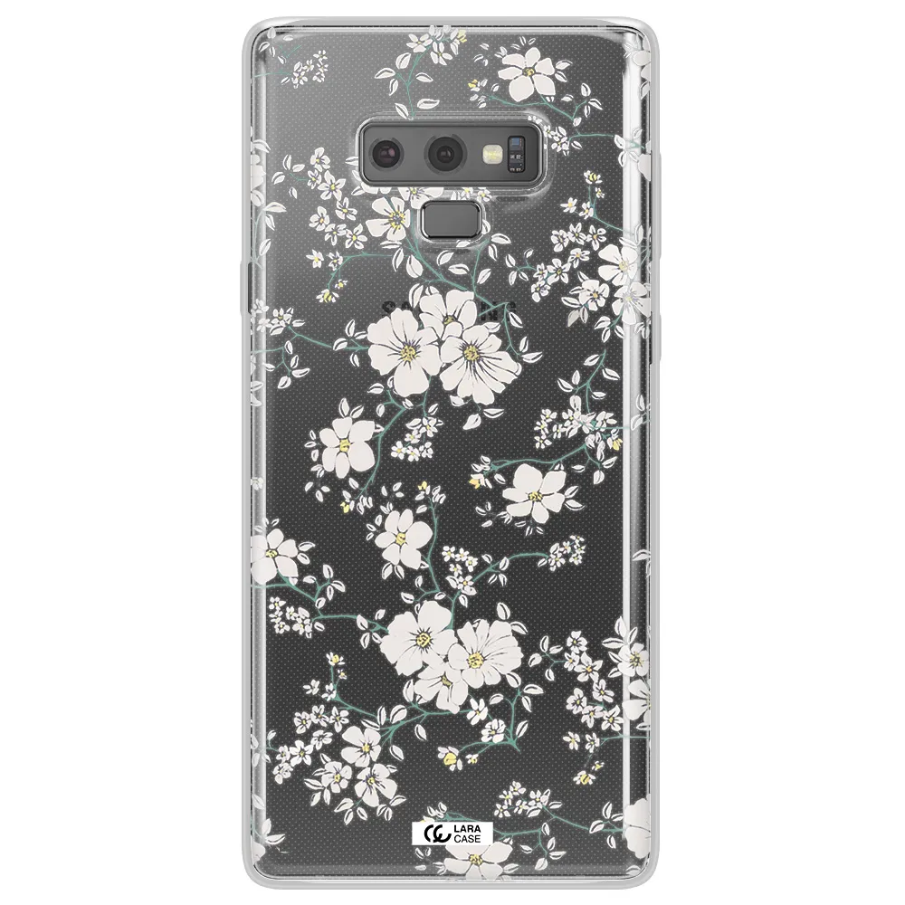 White Flower Samsung Note 9 Clear TPU Case