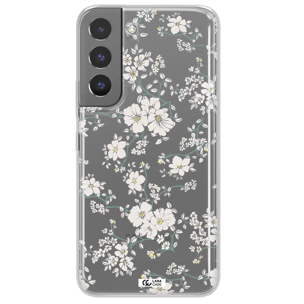 White Flower Samsung S 22 Plus Clear TPU Case