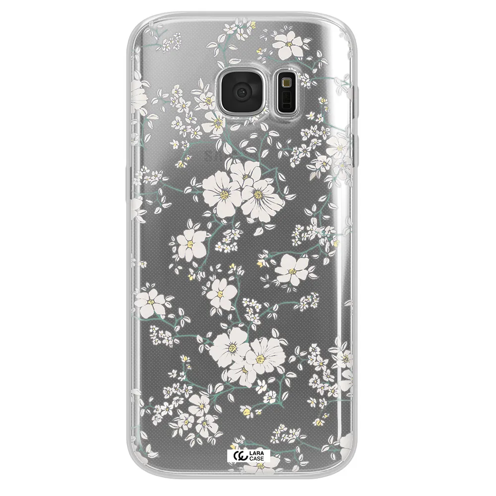 White Flower Samsung S 7 Clear TPU Case