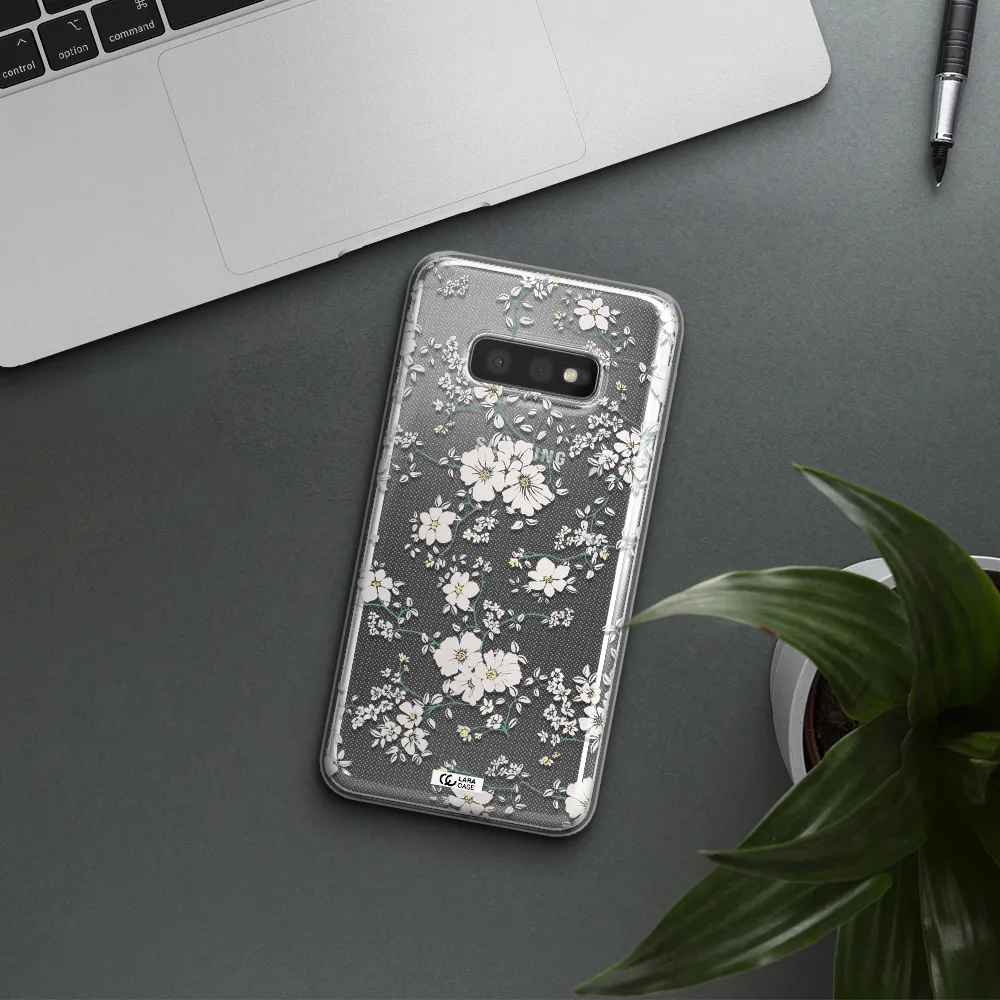 White Flower Samsung S10e Clear TPU Case