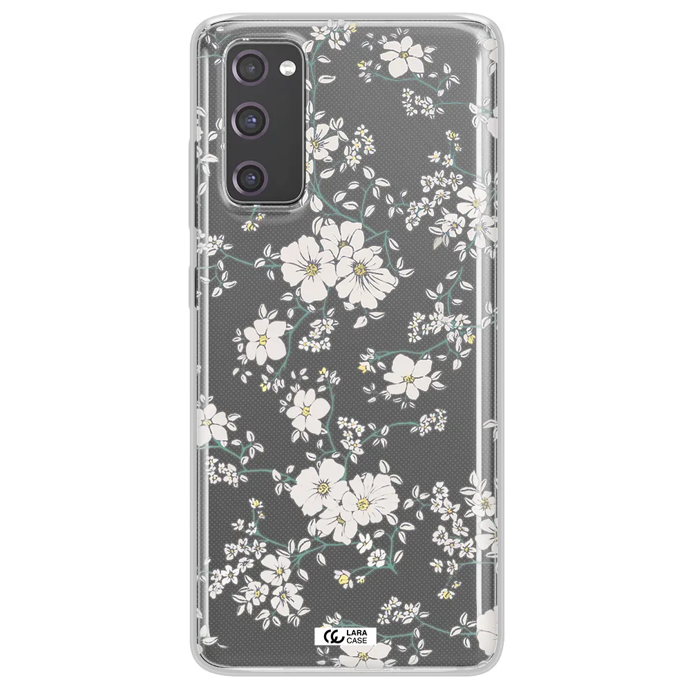 White Flower Samsung S20 Fe Clear TPU Case