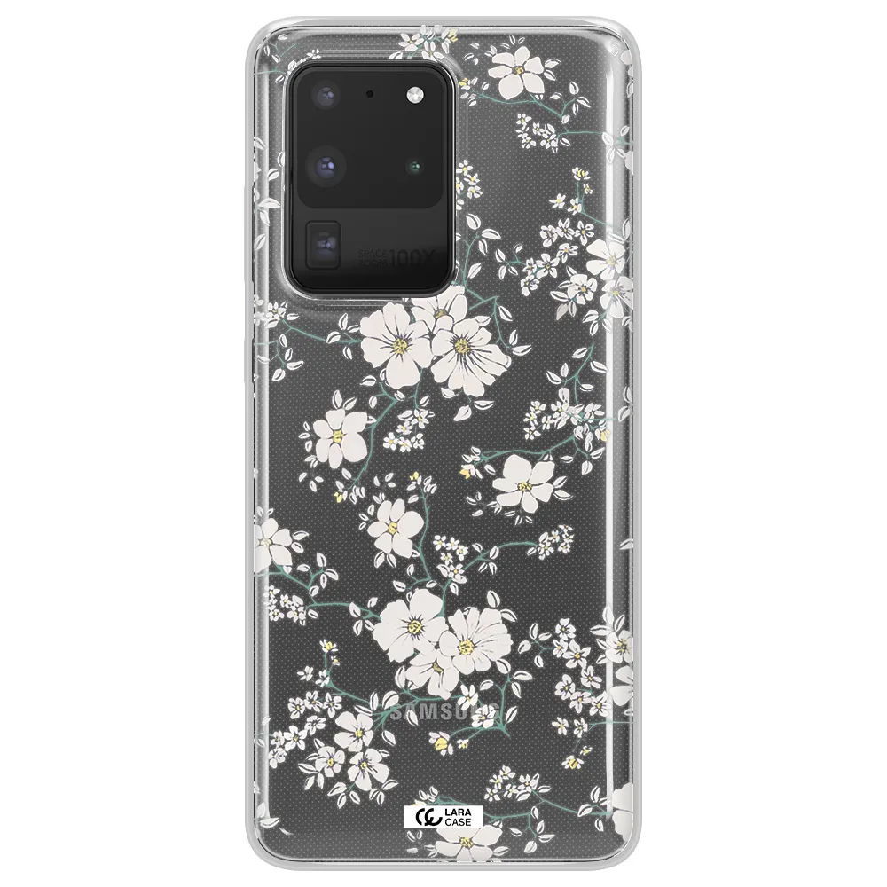 White Flower Samsung S20 Ultra Clear TPU Case