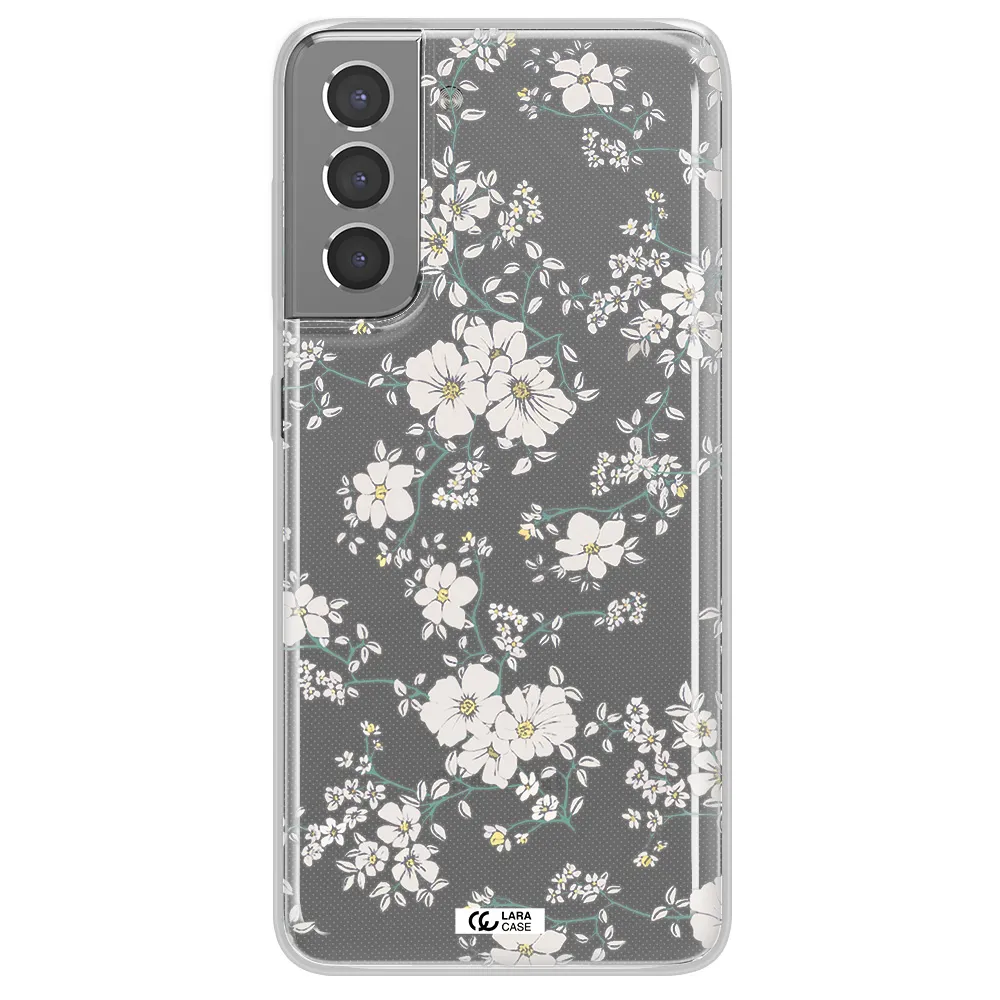 White Flower Samsung S21 Clear TPU Case